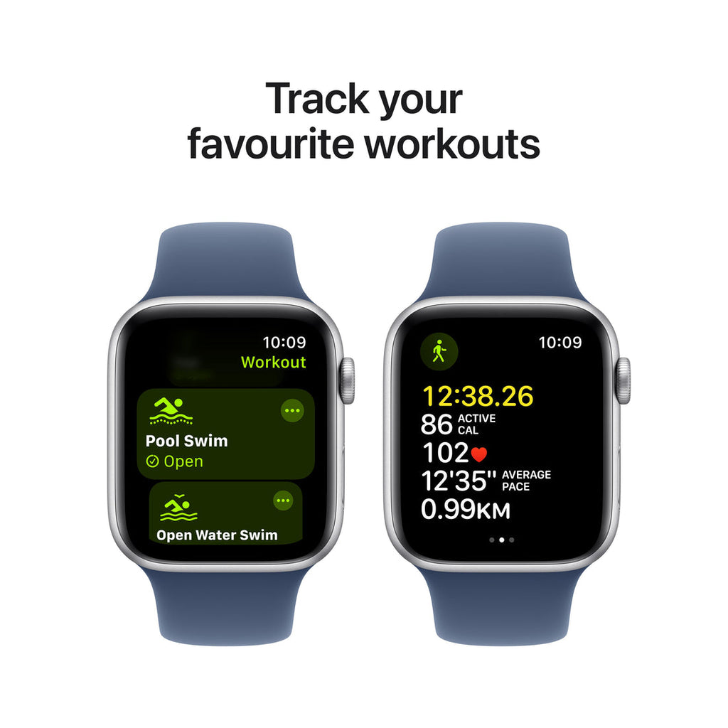 Apple Watch SE Silver Aluminium Case with Denim Sport Band