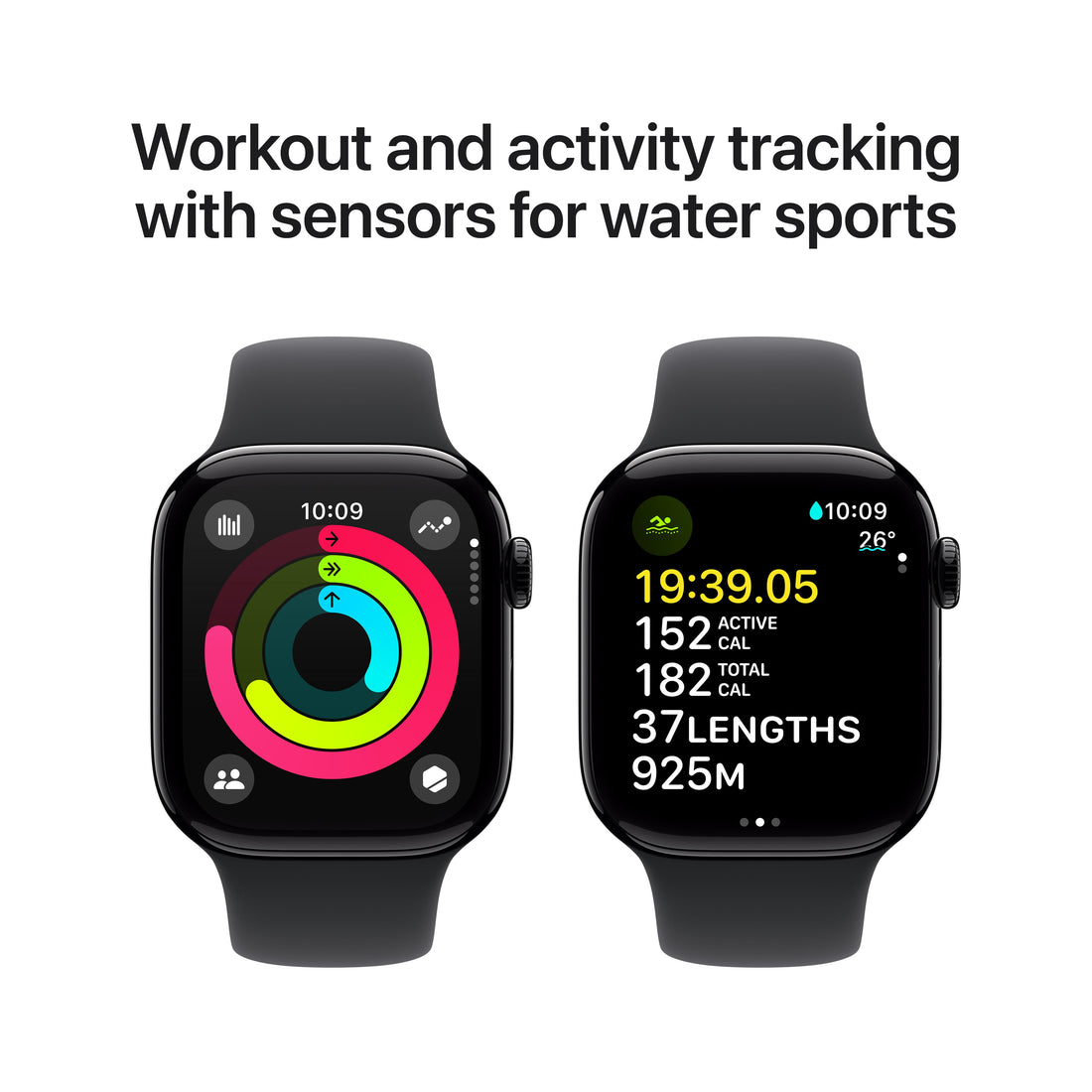 Apple Watch Series 10 Jet Black Aluminium Case with Black Sport Band