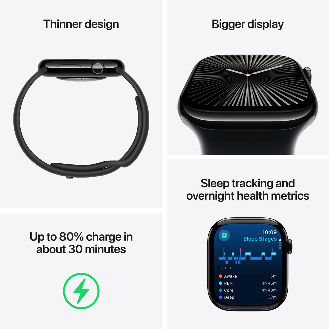 Apple Watch Series 10 Jet Black Aluminium Case with Ink Sport Loop