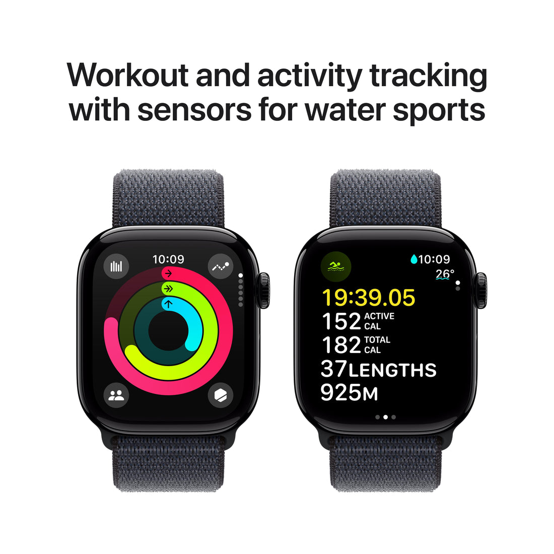 Apple Watch Series 10 Jet Black Aluminium Case with Ink Sport Loop