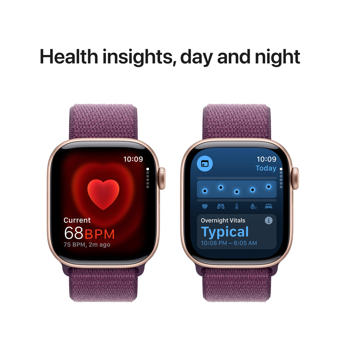 Apple Watch Series 10 Rose Gold Aluminium Case with Plum Sport Loop