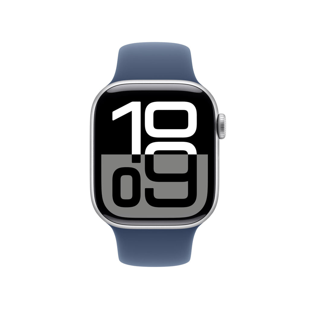 Apple Watch Series 10 Silver Aluminium Case with Denim Sport Band