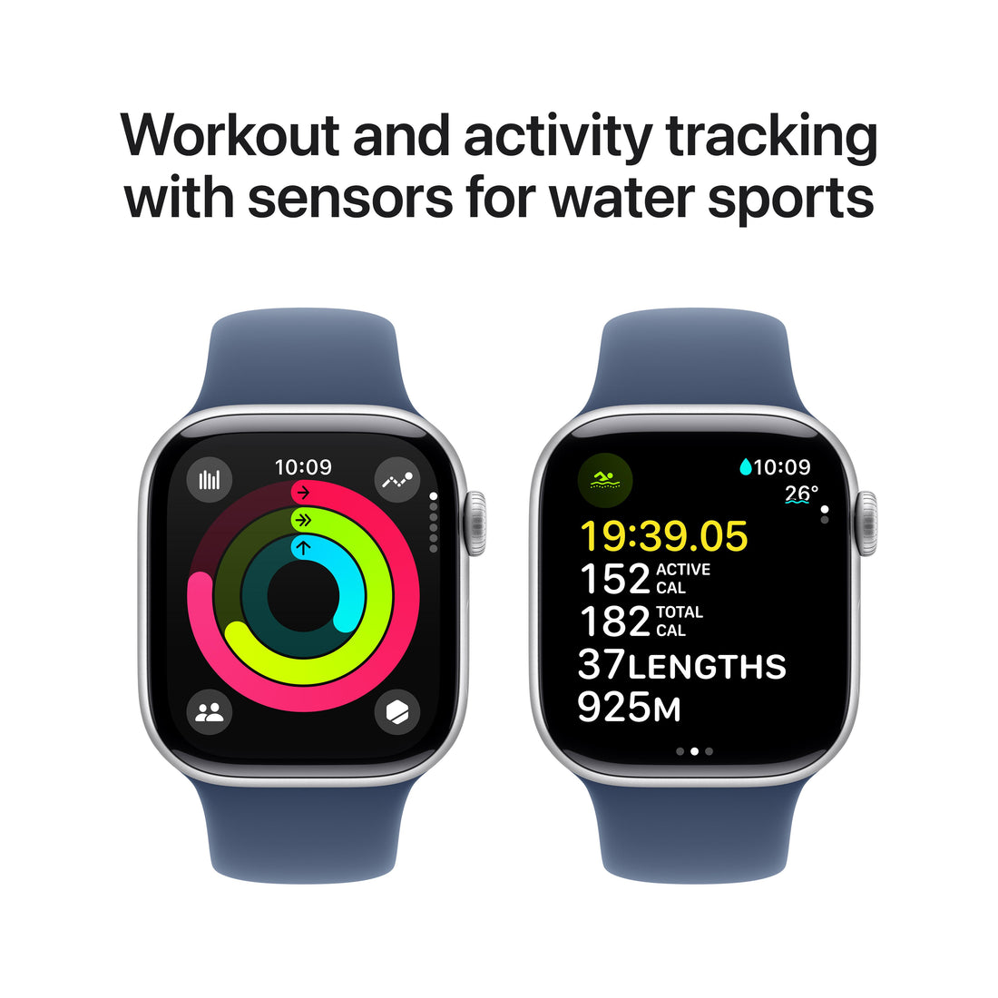 Apple Watch Series 10 Silver Aluminium Case with Denim Sport Band