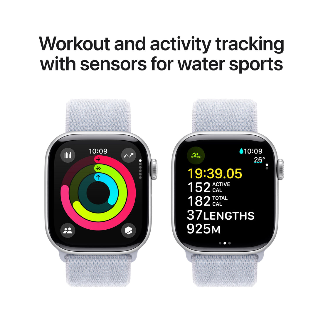 Apple Watch Series Silver Aluminium Case with Blue Cloud Sport Loop