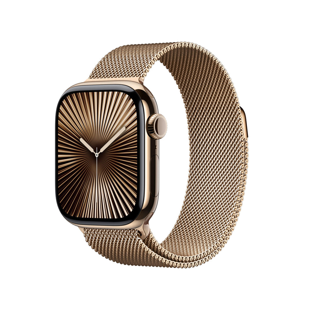 Apple Watch Series 10 Gold Titanium Case with Gold Milanese Loop