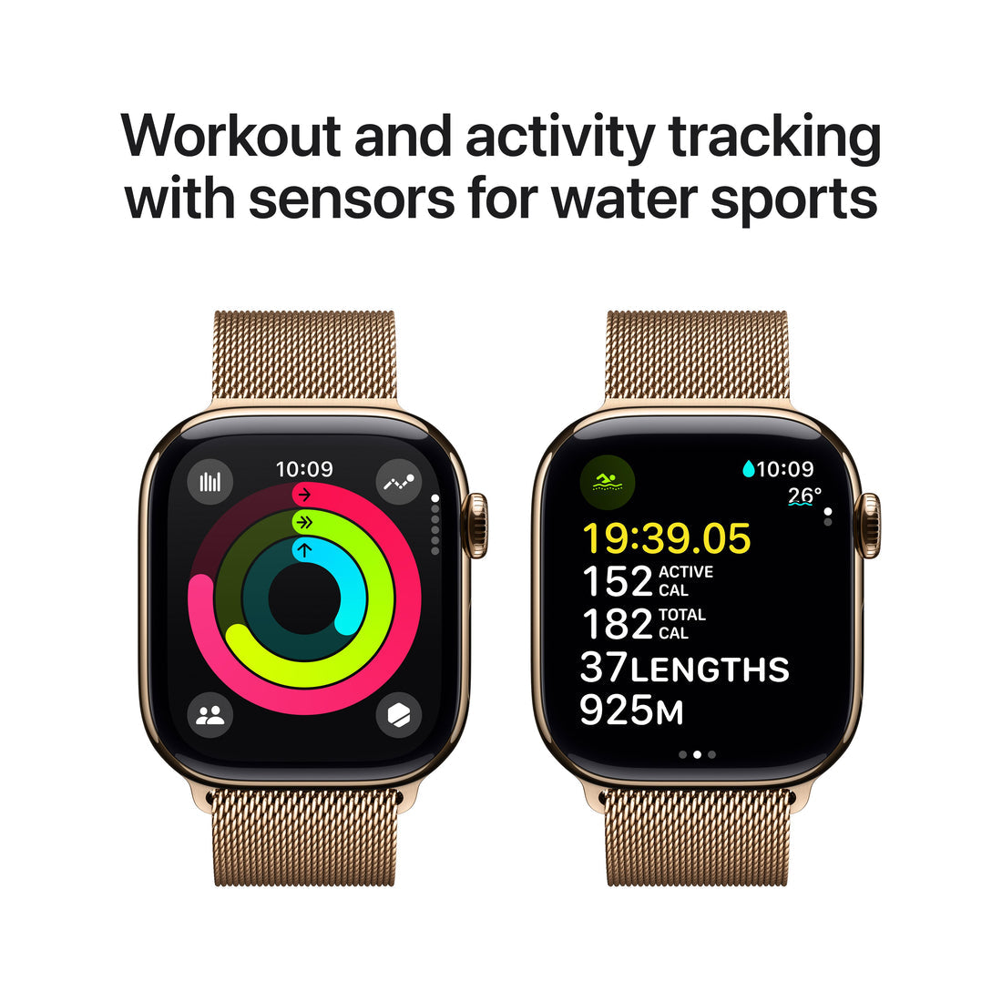 Apple Watch Series 10 Gold Titanium Case with Gold Milanese Loop