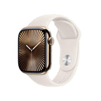 Apple Watch Series 10 Gold Titanium Case with Starlight Sport Band