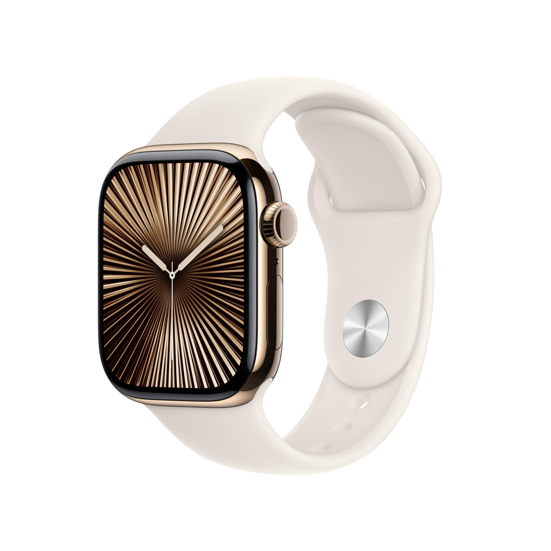 Apple Watch Series 10 Gold Titanium Case with Starlight Sport Band
