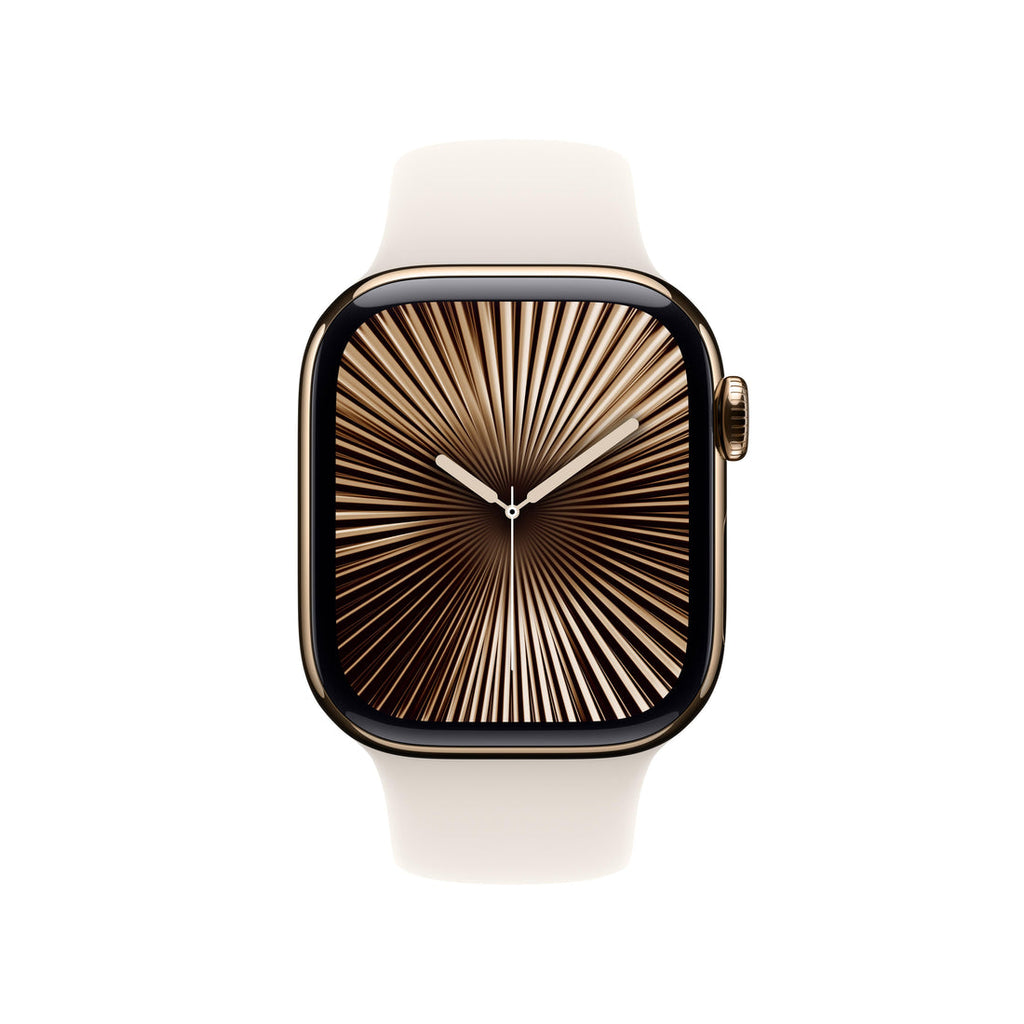 Apple Watch Series 10 Gold Titanium Case with Starlight Sport Band