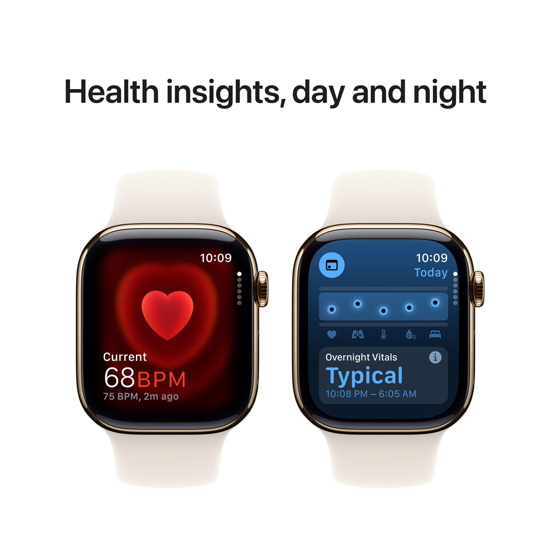 Apple Watch Series 10 Gold Titanium Case with Starlight Sport Band