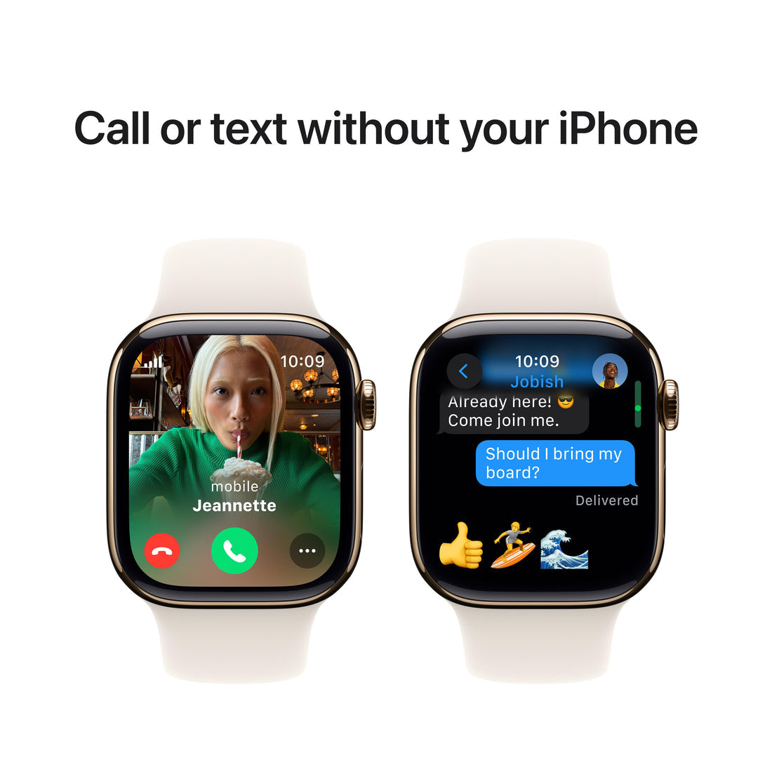 Apple Watch Series 10 Gold Titanium Case with Starlight Sport Band