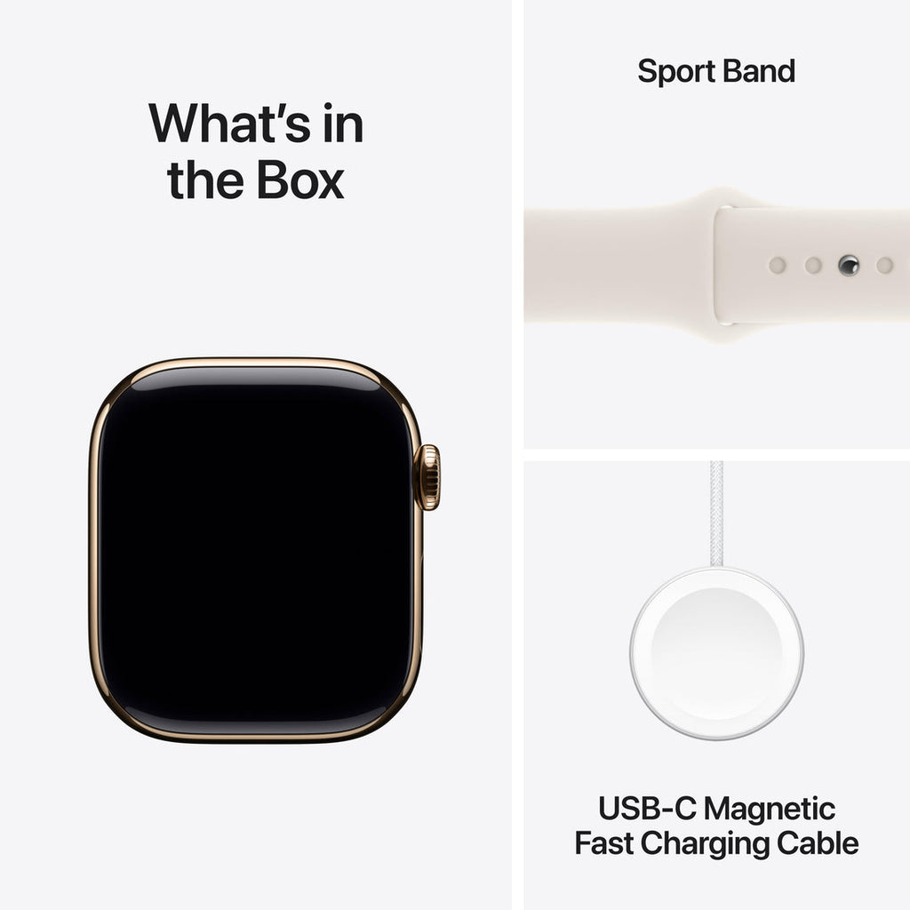 Apple Watch Series 10 Gold Titanium Case with Starlight Sport Band