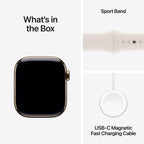 Apple Watch Series 10 Gold Titanium Case with Starlight Sport Band