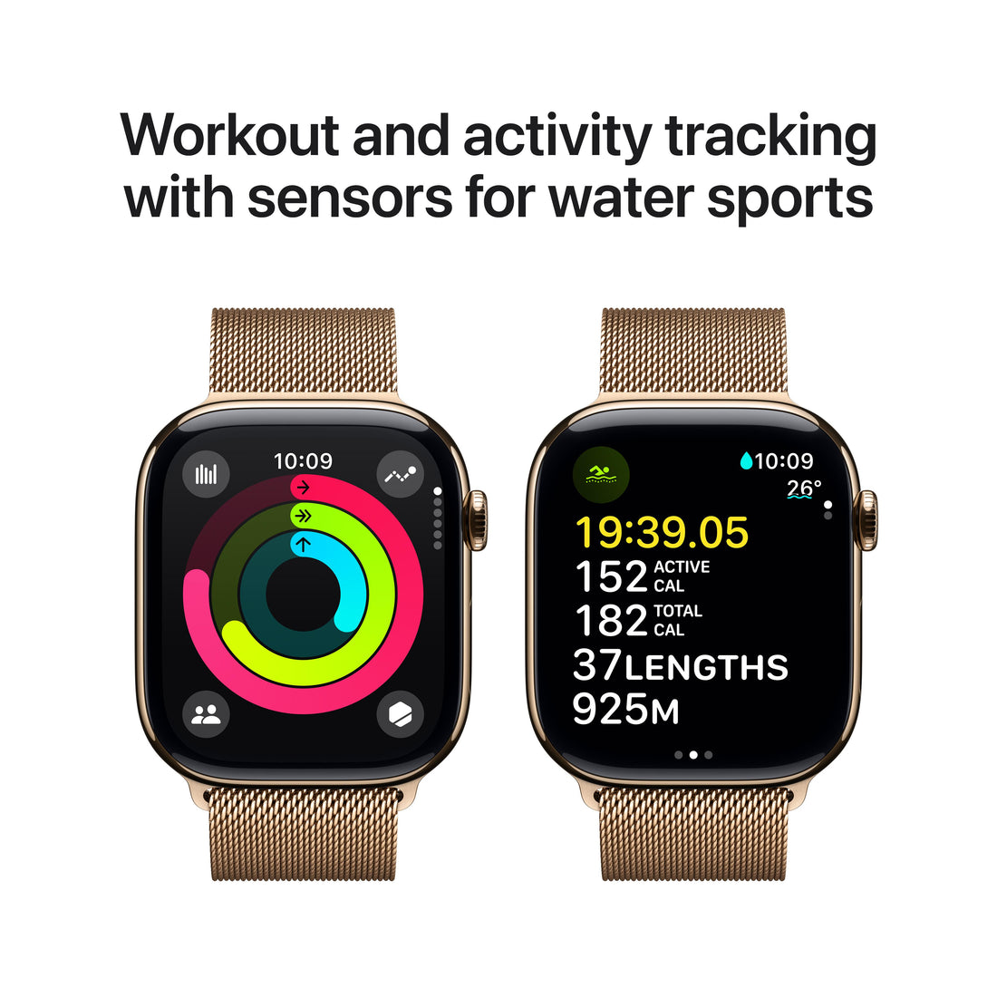 Apple Watch Series 10 Gold Titanium Case with Gold Milanese Loop