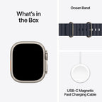 Apple Watch Ultra 2 Natural Titanium Case with Navy Ocean Band
