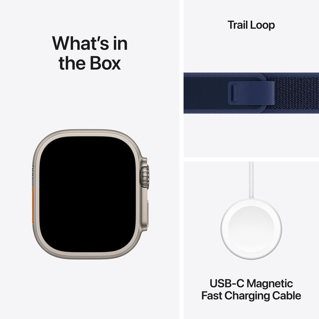 Apple Watch Ultra 2 Natural Titanium Case with Blue Trail Loop