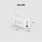 Nova 65W PD Multi Port 2 Type C & 1 USB A GaN Charger