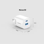 Novus 33W USB A + Type C PD Gan Charger