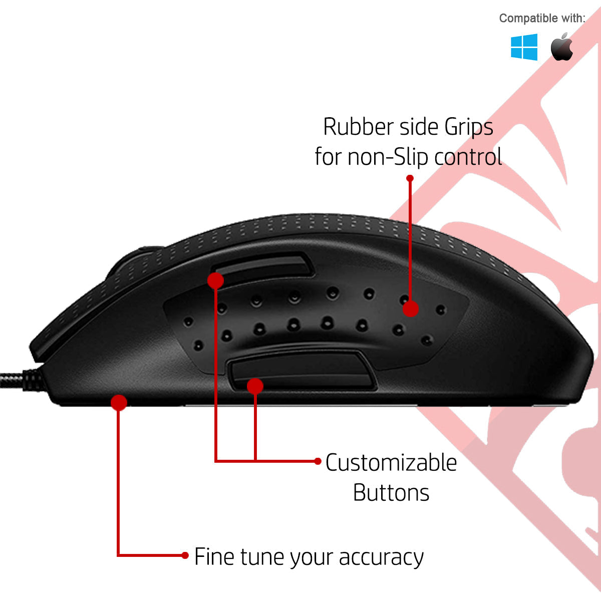[RePacked] HP OMEN X9000 Wired 8200DPI 6-Button Gaming Mouse with Elite Precision and Customized Control (J6N88AA)