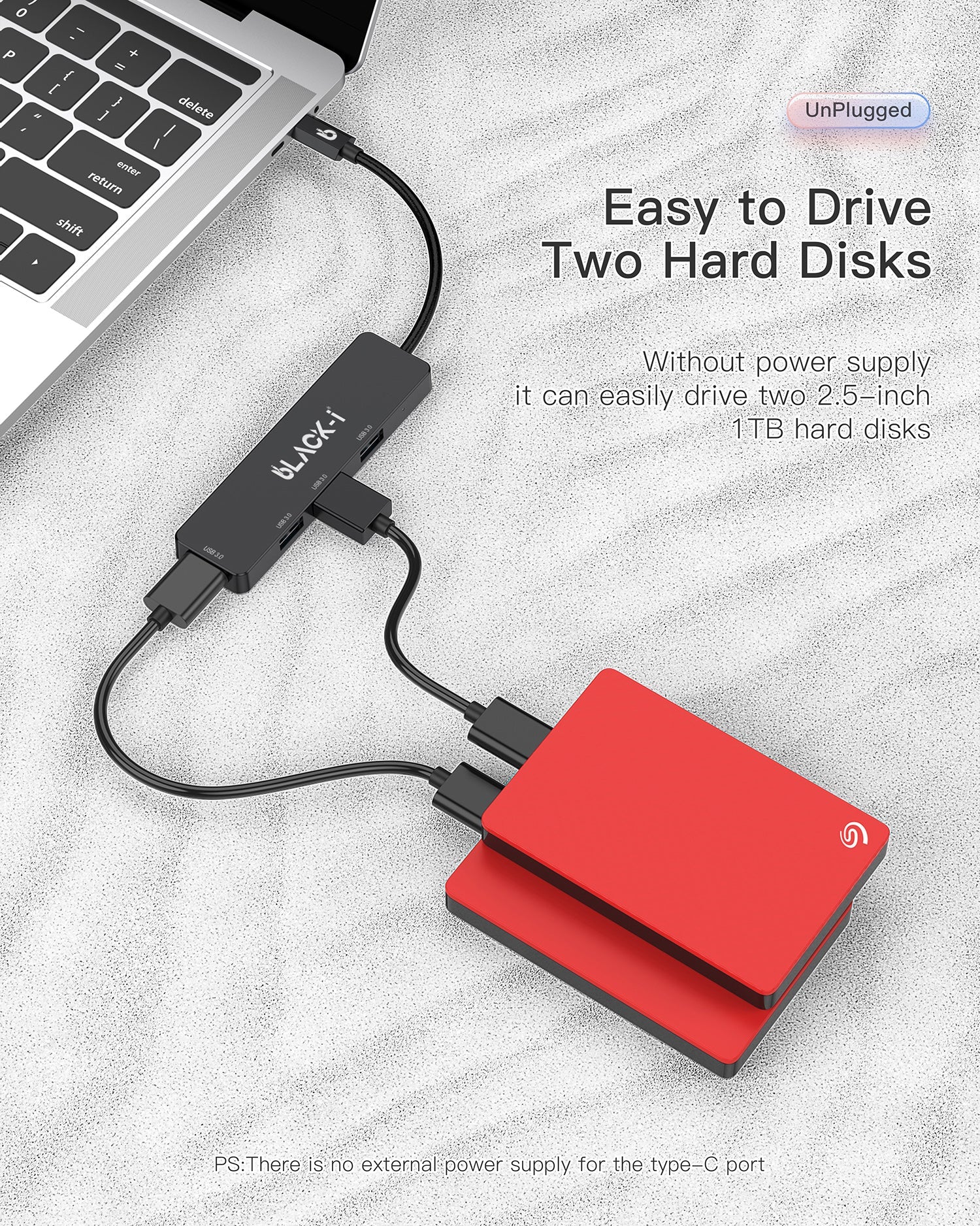 Black-i USB-C to 4-Port USB 3.0 Hub