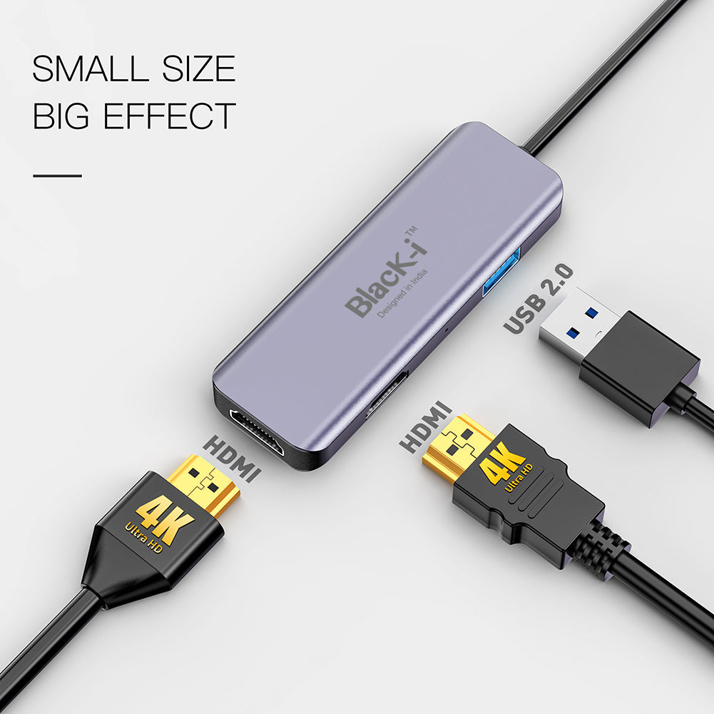Black-i USB-C to Dual HDMI 4K with 1 USB 3.0 Port