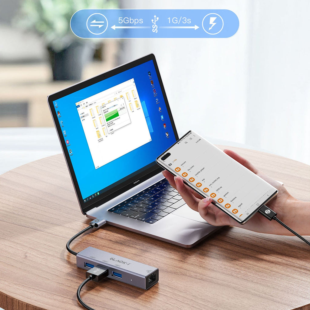 Black-i USB 3.0 to Gigabit LAN with 3*USB 3.0 Hub