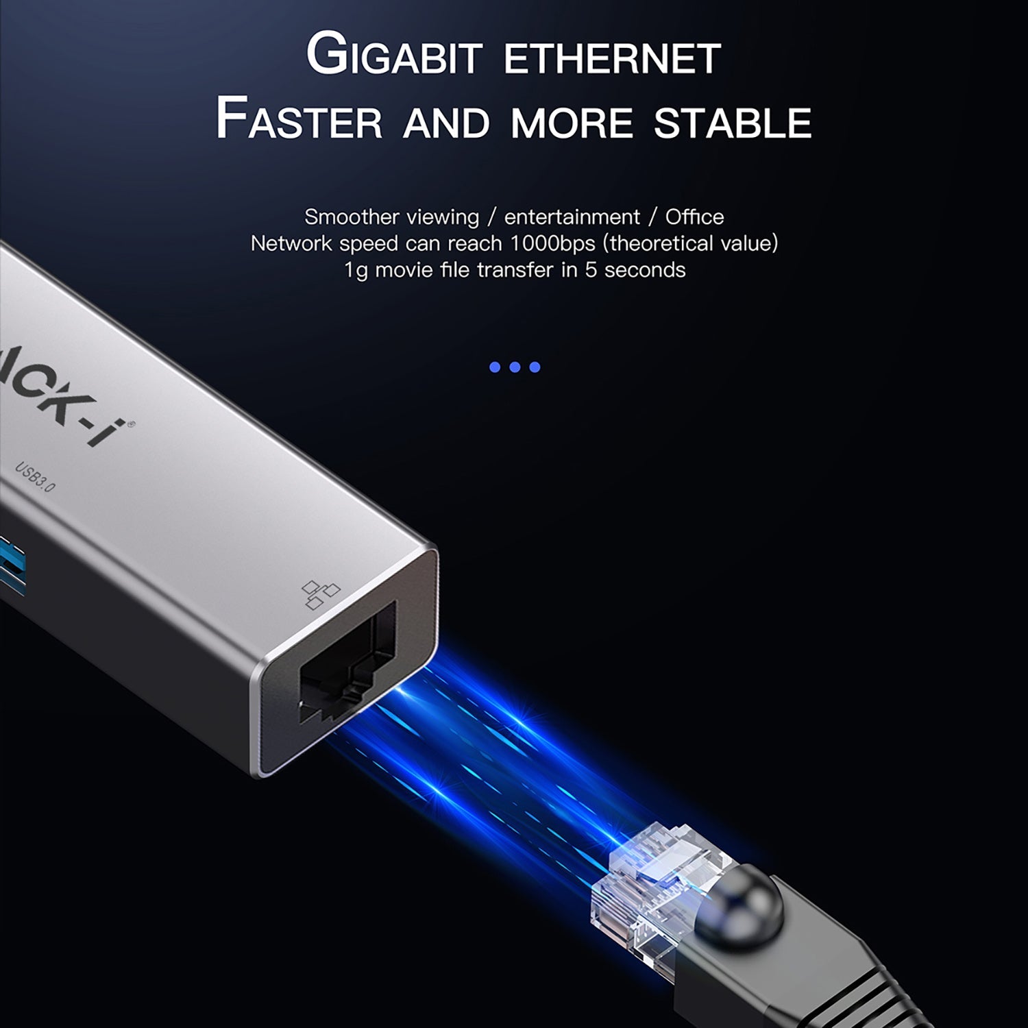 Black-i USB 3.0 to Gigabit LAN with 3*USB 3.0 Hub