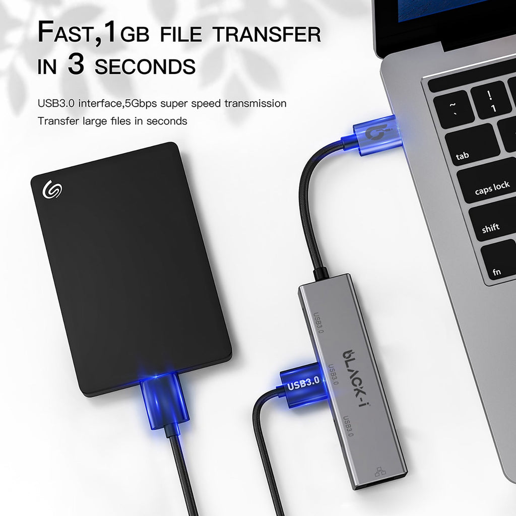 Black-i USB 3.0 to Gigabit LAN with 3*USB 3.0 Hub