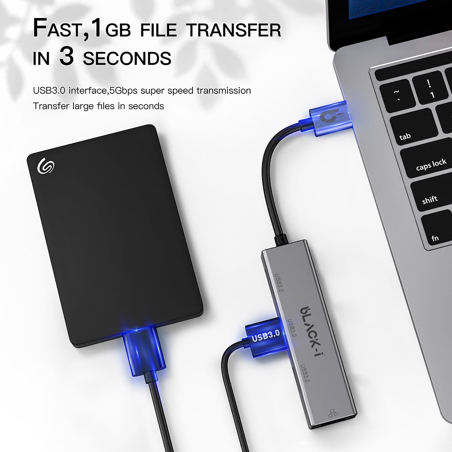 Black-i USB 3.0 to Gigabit LAN with 3*USB 3.0 Hub