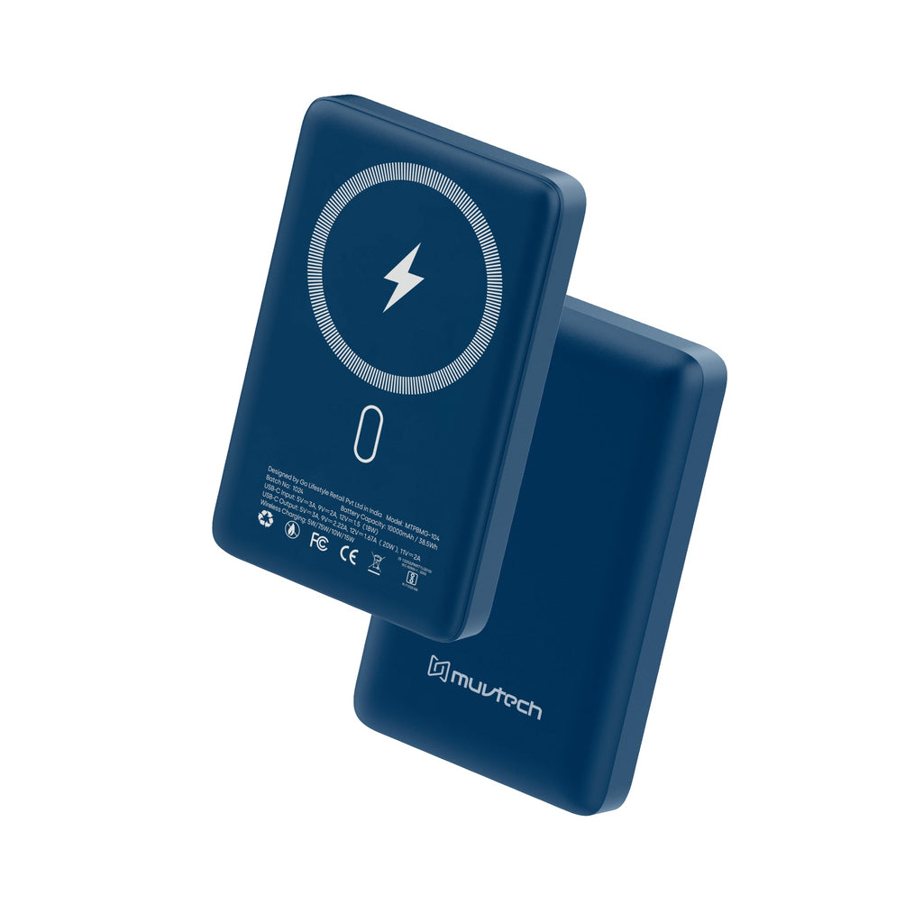 Pocket Pro 10000mAh Power Bank | 15W Mag-Safe Wireless Charging | 20W Wired Fast Charging | Compatible with iPhone, Samsung, Android, and Wireless Devices