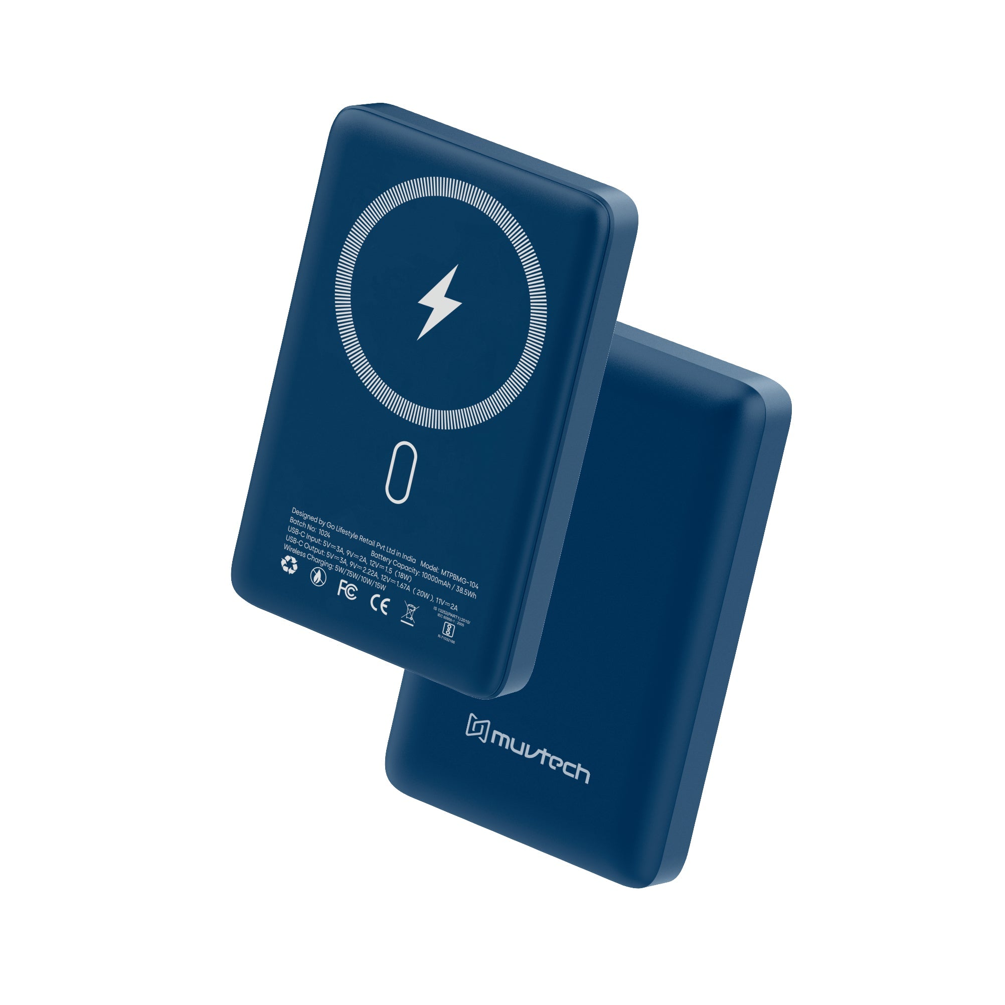 Pocket Pro 10000mAh Power Bank | 15W Mag-Safe Wireless Charging | 20W Wired Fast Charging | Compatible with iPhone, Samsung, Android, and Wireless Devices