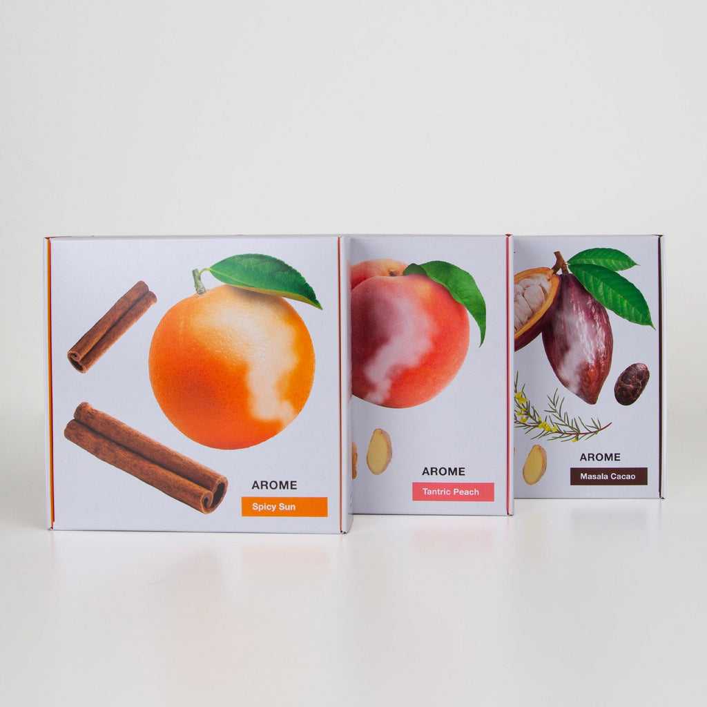Set 3 infusi caldi: Masala Cacao + Tantric Peach + Spicy Sun