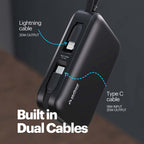 Maverick Mini 20,000mAh Powerbank with 20W Built-in Lightning & Type-C Cables