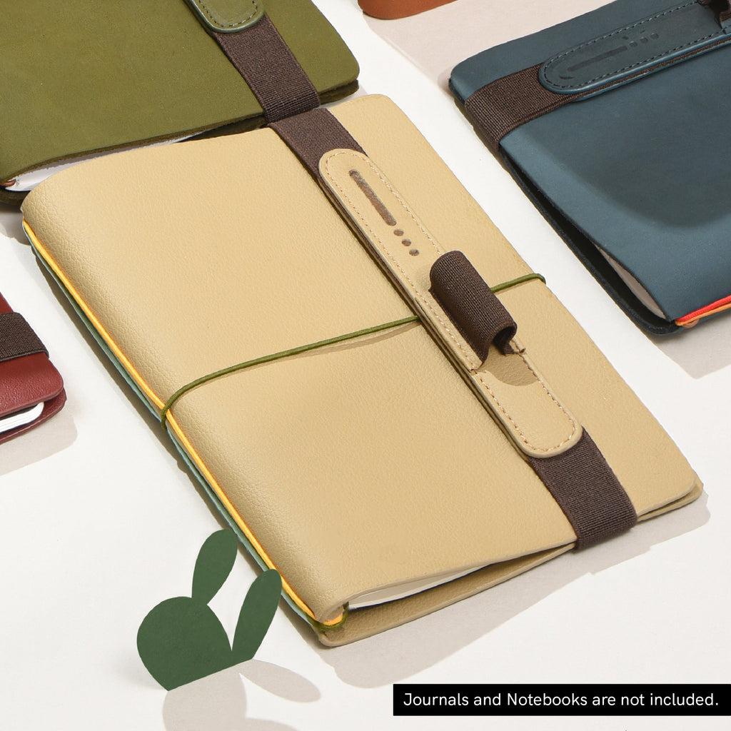 Open-Type Cactus Leather Pen Loop - Beige