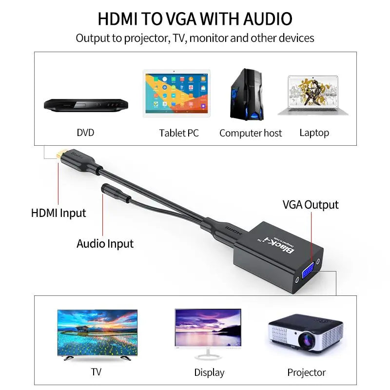 Black-i HDMI to VGA Converter with Audio