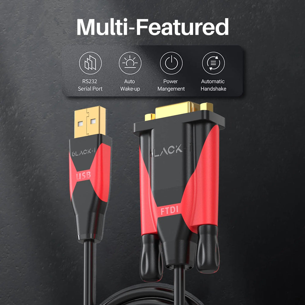 Black-i USB 2.0 to RS232 Female FTDI Cable 1.5 Meter