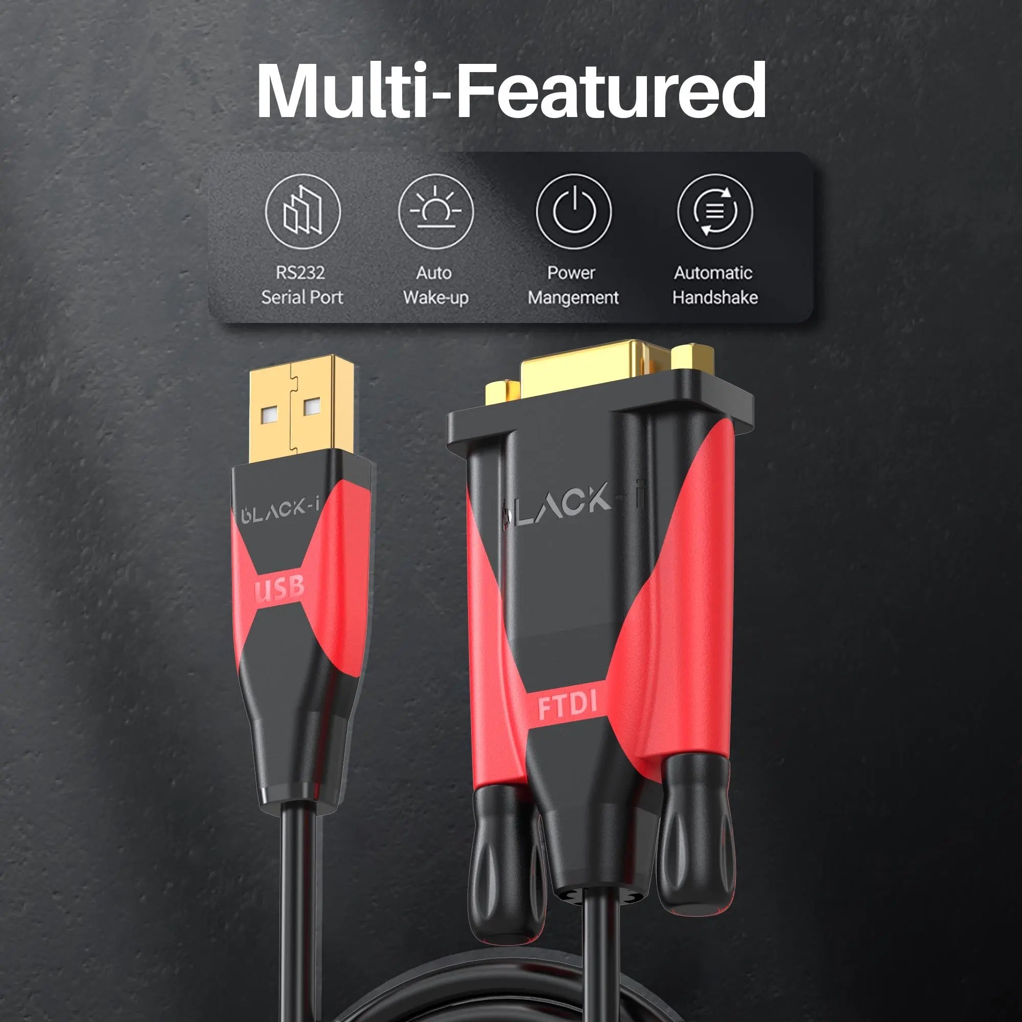 Black-i USB 2.0 to RS232 Female FTDI Cable 1.5 Meter