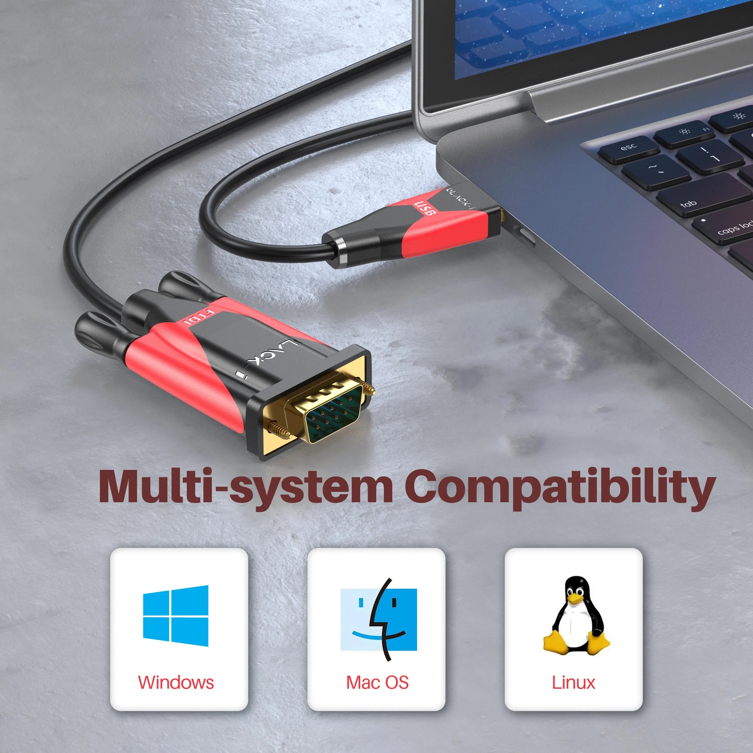 Black-i USB 2.0 to RS232 Male FTDI Cable 1.5 Meter