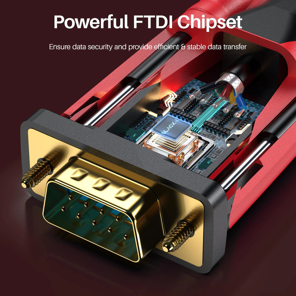 Black-i USB 2.0 to RS232 Male FTDI Cable 1.5 Meter