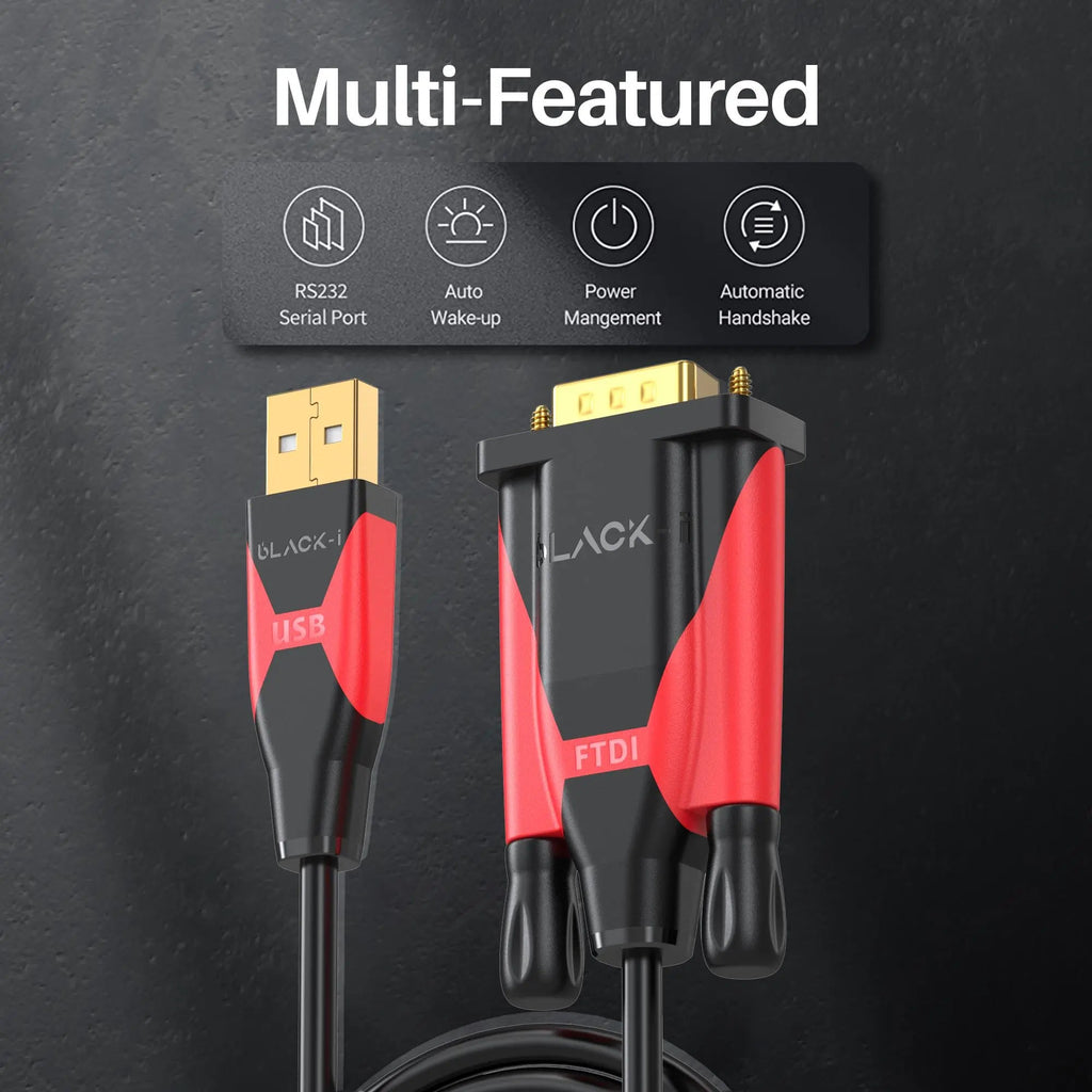 Black-i USB 2.0 to RS232 Male FTDI Cable 1.5 Meter