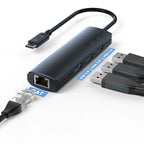 Black-i USB-C to 3-Port USB 3.0 Hub & Gigabit Lan