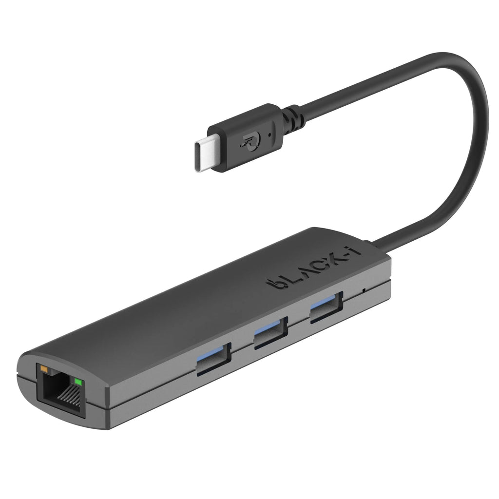 Black-i USB-C to 3-Port USB 3.0 Hub & Gigabit Lan