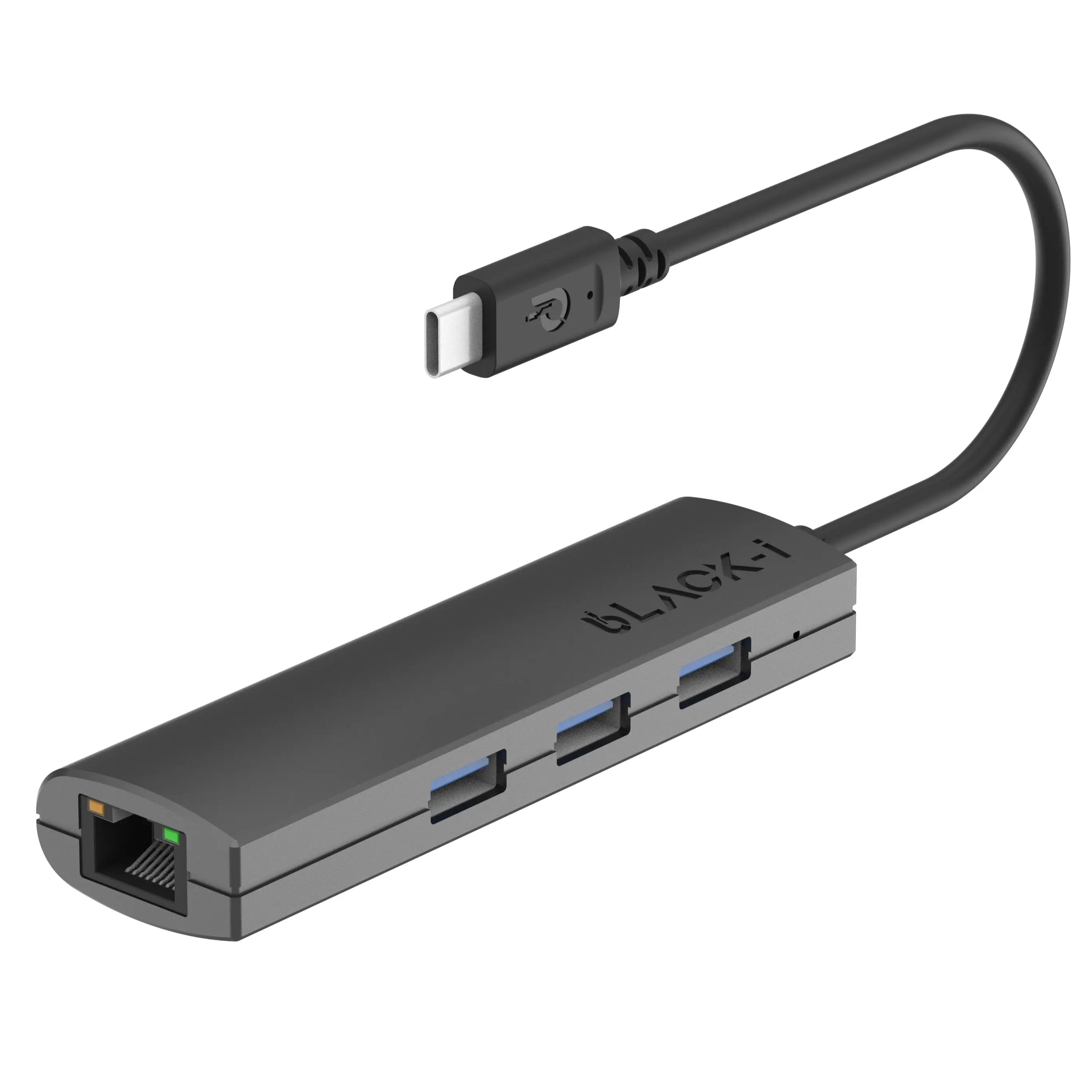 Black-i USB-C to 3-Port USB 3.0 Hub & Gigabit Lan