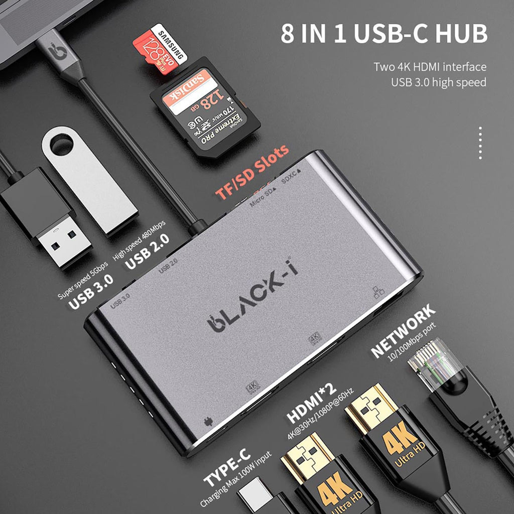 Black-i USB-C 8 in 1 Docking Station