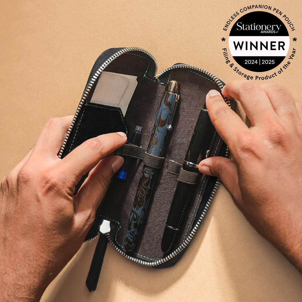 Endless Companion Leather Adjustable Pen Pouch - 3 Pens - Black