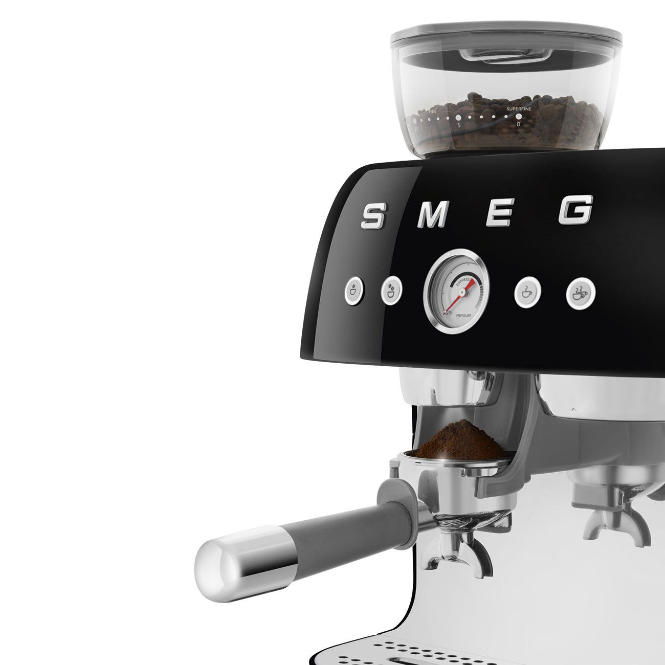 Smeg Cream manual espresso coffee machine with built-in grinder