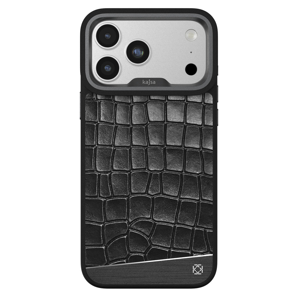 Kajsa - Glamorous Collection - Metallic Croco 2 Back Case for iPhone 17 (MagSafe Compatible)