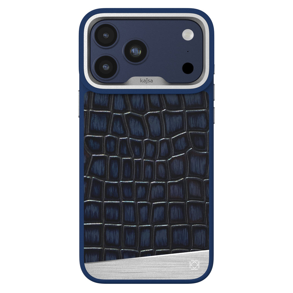 Kajsa - Glamorous Collection - Metallic Croco 2 Back Case for iPhone 17 (MagSafe Compatible)