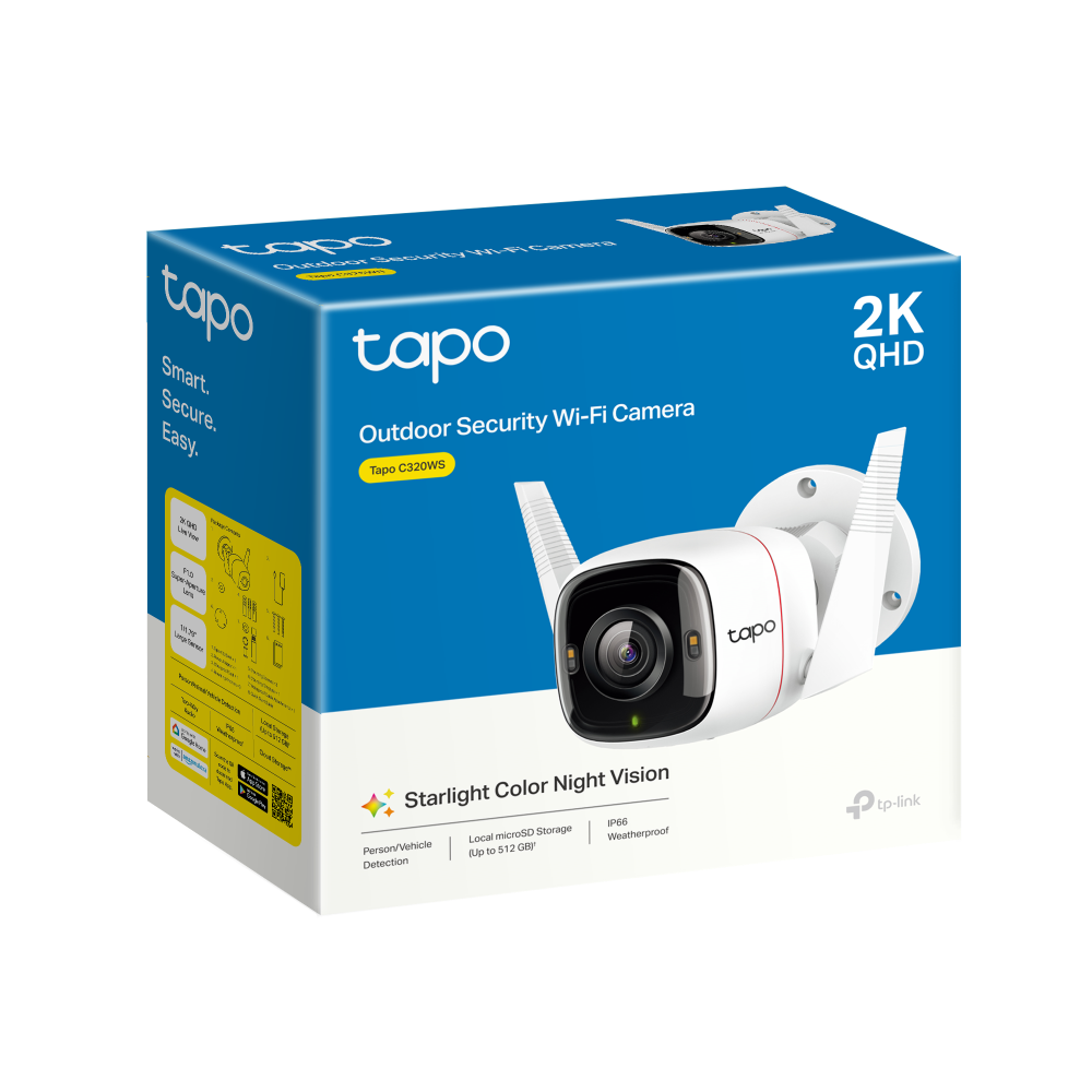 TP-Link Tapo C320WS 4MP 2K QHD Outdoor Wi-Fi Security Network Camera with Night Vision - White