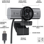 Logitech Master Series MX Brio 4K Ultra HD USB-C Collaboration and Streaming Webcam with Dual Mics - Graphite